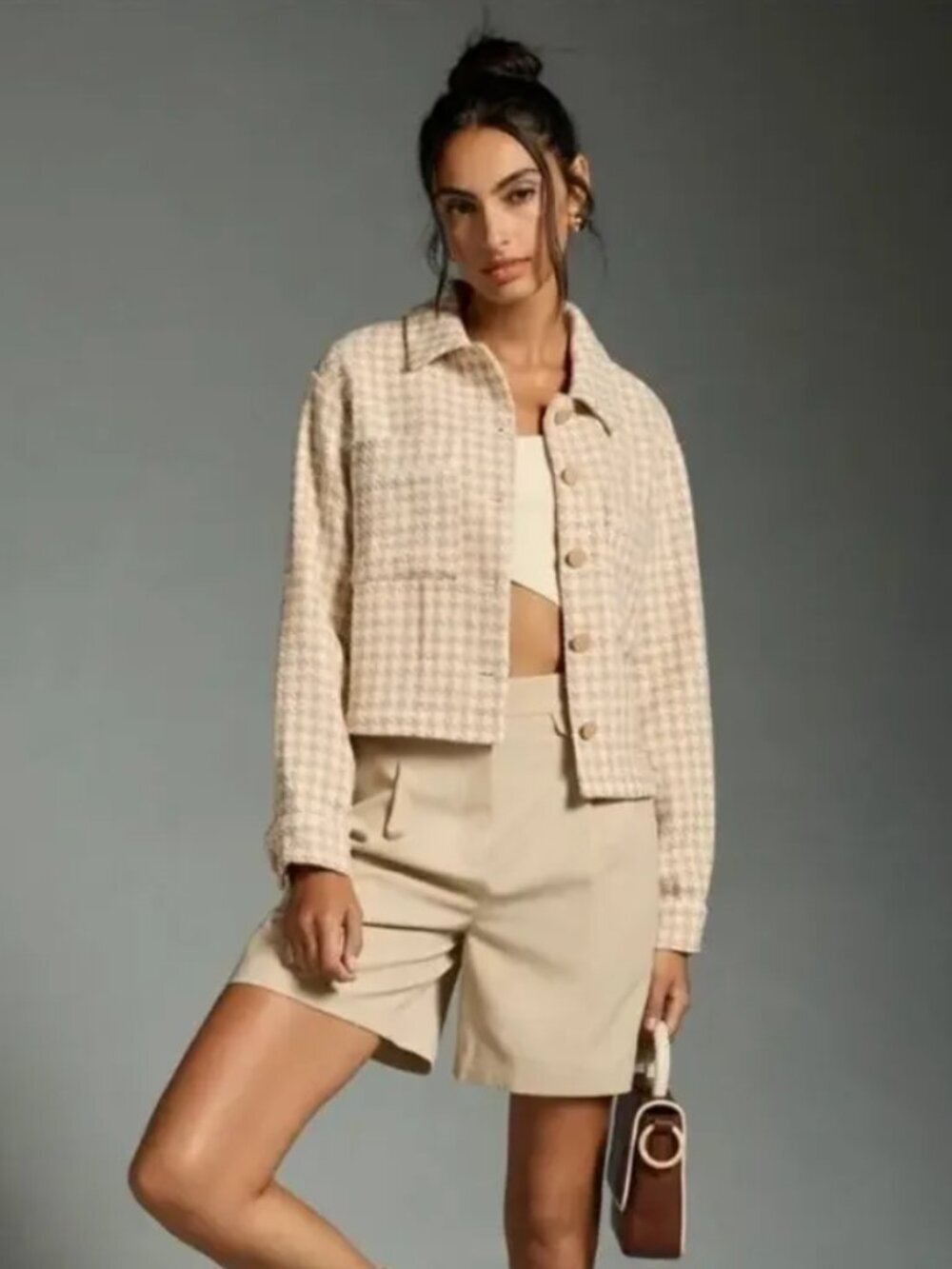 Anthropolgie Dolan Houndstooth Crop Jacket Medium
